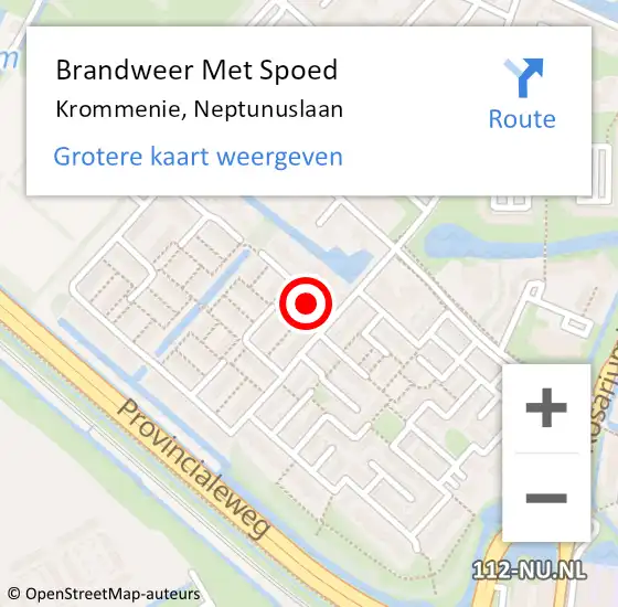 Locatie op kaart van de 112 melding: Brandweer Met Spoed Naar Krommenie, Neptunuslaan op 31 december 2023 20:00