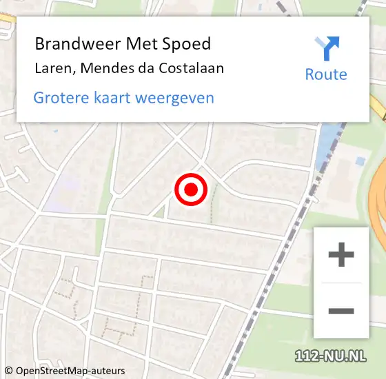 Locatie op kaart van de 112 melding: Brandweer Met Spoed Naar Laren, Mendes da Costalaan op 31 december 2023 20:02