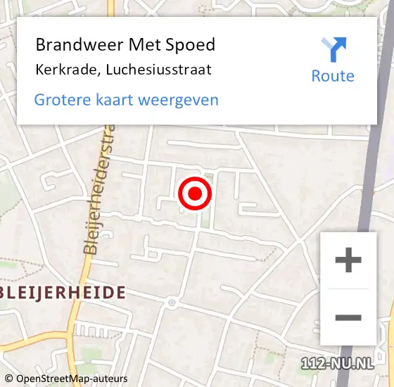 Locatie op kaart van de 112 melding: Brandweer Met Spoed Naar Kerkrade, Luchesiusstraat op 31 december 2023 20:02