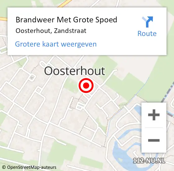 Locatie op kaart van de 112 melding: Brandweer Met Grote Spoed Naar Oosterhout, Zandstraat op 31 december 2023 20:05
