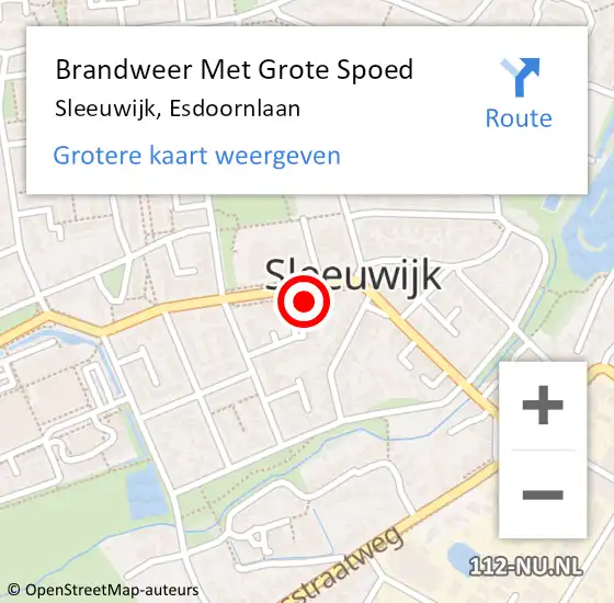 Locatie op kaart van de 112 melding: Brandweer Met Grote Spoed Naar Sleeuwijk, Esdoornlaan op 31 december 2023 20:11