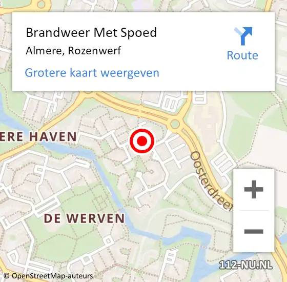 Locatie op kaart van de 112 melding: Brandweer Met Spoed Naar Almere, Rozenwerf op 31 december 2023 20:12