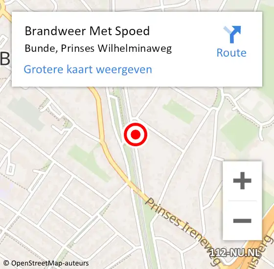 Locatie op kaart van de 112 melding: Brandweer Met Spoed Naar Bunde, Prinses Wilhelminaweg op 31 december 2023 20:16