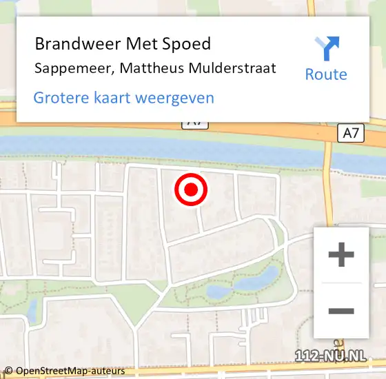 Locatie op kaart van de 112 melding: Brandweer Met Spoed Naar Sappemeer, Mattheus Mulderstraat op 31 december 2023 20:25