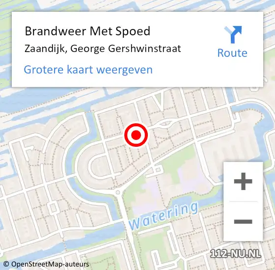 Locatie op kaart van de 112 melding: Brandweer Met Spoed Naar Zaandijk, George Gershwinstraat op 31 december 2023 20:26