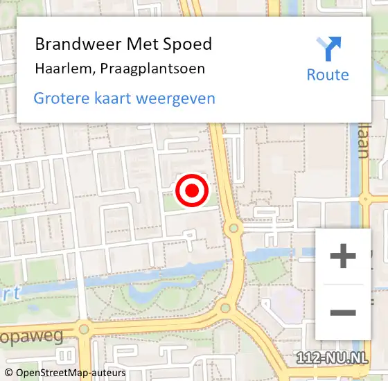 Locatie op kaart van de 112 melding: Brandweer Met Spoed Naar Haarlem, Praagplantsoen op 31 december 2023 20:31