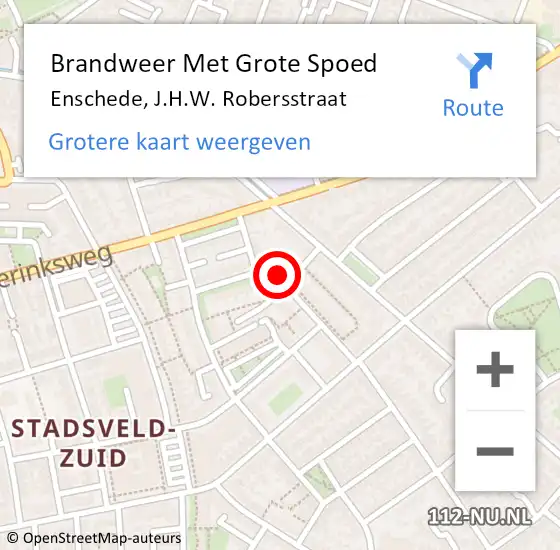 Locatie op kaart van de 112 melding: Brandweer Met Grote Spoed Naar Enschede, J.H.W. Robersstraat op 31 december 2023 20:35