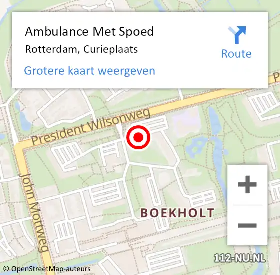 Locatie op kaart van de 112 melding: Ambulance Met Spoed Naar Rotterdam, Curieplaats op 31 december 2023 20:38