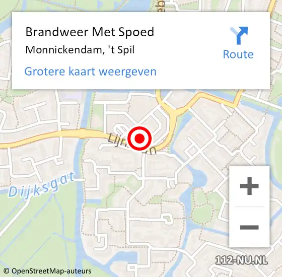 Locatie op kaart van de 112 melding: Brandweer Met Spoed Naar Monnickendam, 't Spil op 31 december 2023 20:38