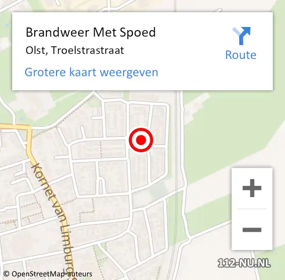 Locatie op kaart van de 112 melding: Brandweer Met Spoed Naar Olst, Troelstrastraat op 31 december 2023 20:40