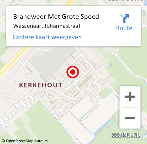 Locatie op kaart van de 112 melding: Brandweer Met Grote Spoed Naar Wassenaar, Johannastraat op 31 december 2023 20:49