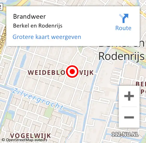 Locatie op kaart van de 112 melding: Brandweer Berkel en Rodenrijs op 31 december 2023 20:49