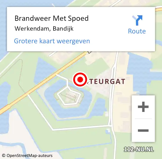 Locatie op kaart van de 112 melding: Brandweer Met Spoed Naar Werkendam, Bandijk op 31 december 2023 20:55
