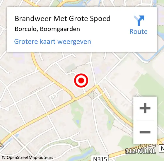 Locatie op kaart van de 112 melding: Brandweer Met Grote Spoed Naar Borculo, Boomgaarden op 31 december 2023 20:57