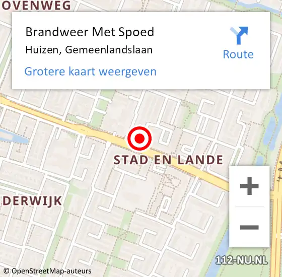 Locatie op kaart van de 112 melding: Brandweer Met Spoed Naar Huizen, Gemeenlandslaan op 31 december 2023 21:04