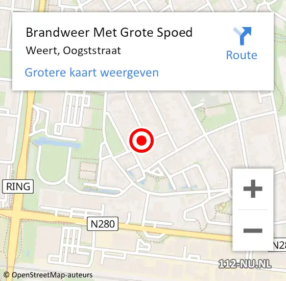 Locatie op kaart van de 112 melding: Brandweer Met Grote Spoed Naar Weert, Oogststraat op 31 december 2023 21:11