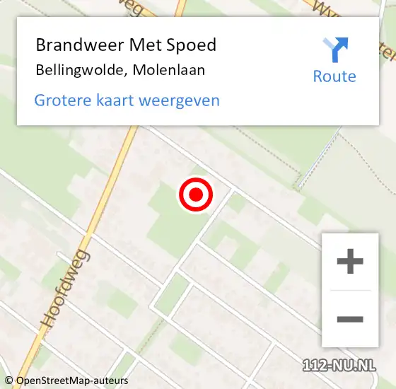 Locatie op kaart van de 112 melding: Brandweer Met Spoed Naar Bellingwolde, Molenlaan op 31 december 2023 21:16