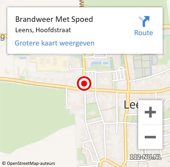 Locatie op kaart van de 112 melding: Brandweer Met Spoed Naar Leens, Hoofdstraat op 31 december 2023 21:23
