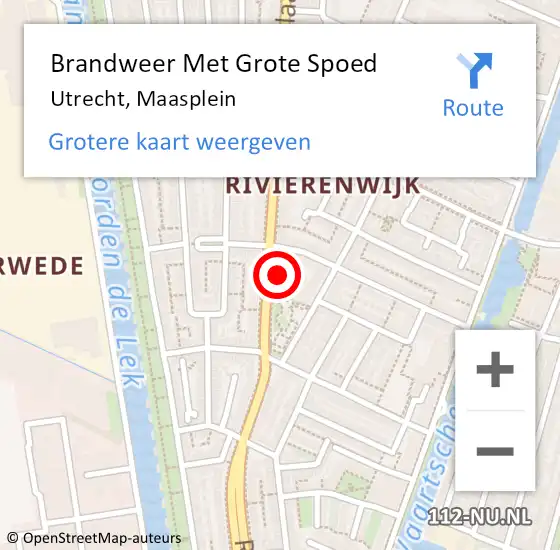 Locatie op kaart van de 112 melding: Brandweer Met Grote Spoed Naar Utrecht, Maasplein op 31 december 2023 21:24