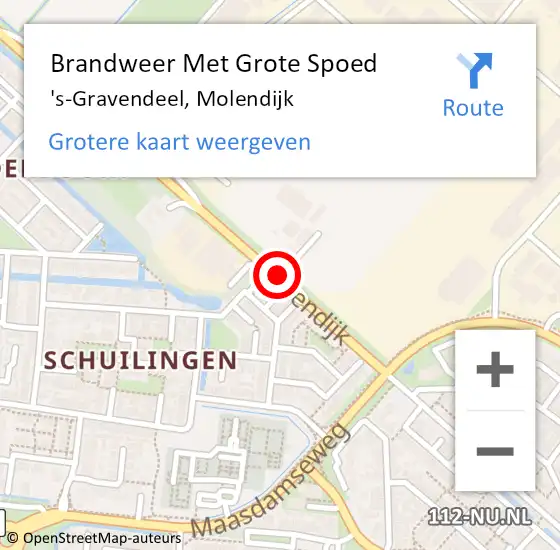 Locatie op kaart van de 112 melding: Brandweer Met Grote Spoed Naar 's-Gravendeel, Molendijk op 31 december 2023 21:24