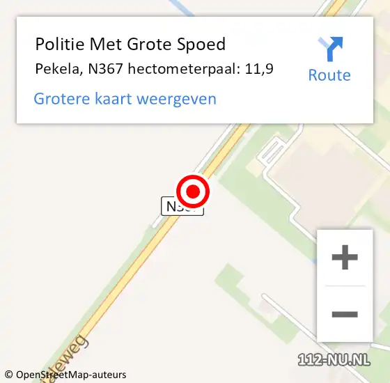 Locatie op kaart van de 112 melding: Politie Met Grote Spoed Naar Pekela, N367 hectometerpaal: 11,9 op 31 december 2023 21:30