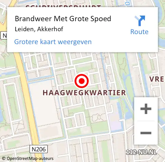 Locatie op kaart van de 112 melding: Brandweer Met Grote Spoed Naar Leiden, Akkerhof op 31 december 2023 21:32