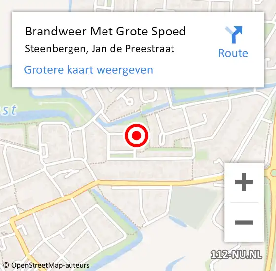 Locatie op kaart van de 112 melding: Brandweer Met Grote Spoed Naar Steenbergen, Jan de Preestraat op 31 december 2023 21:38