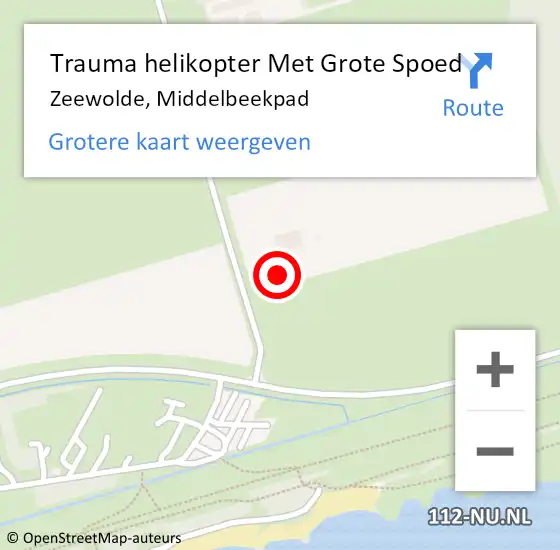 Locatie op kaart van de 112 melding: Trauma helikopter Met Grote Spoed Naar Zeewolde, Middelbeekpad op 31 december 2023 21:43