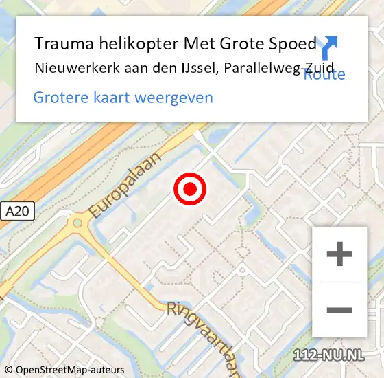 Locatie op kaart van de 112 melding: Trauma helikopter Met Grote Spoed Naar Nieuwerkerk aan den IJssel, Parallelweg-Zuid op 31 december 2023 21:46