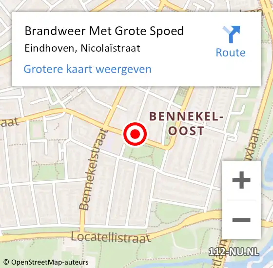 Locatie op kaart van de 112 melding: Brandweer Met Grote Spoed Naar Eindhoven, Nicolaïstraat op 31 december 2023 21:49