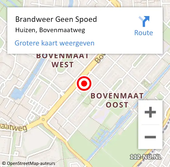 Locatie op kaart van de 112 melding: Brandweer Geen Spoed Naar Huizen, Bovenmaatweg op 31 december 2023 21:59