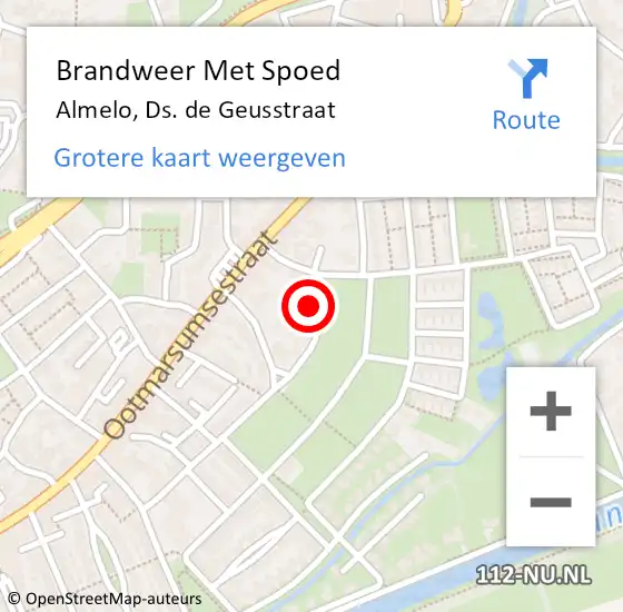 Locatie op kaart van de 112 melding: Brandweer Met Spoed Naar Almelo, Ds. de Geusstraat op 31 december 2023 21:59