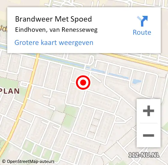 Locatie op kaart van de 112 melding: Brandweer Met Spoed Naar Eindhoven, van Renesseweg op 31 december 2023 22:00