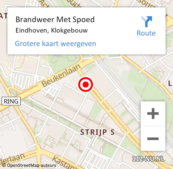 Locatie op kaart van de 112 melding: Brandweer Met Spoed Naar Eindhoven, Klokgebouw op 31 december 2023 22:02