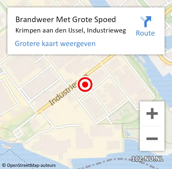 Locatie op kaart van de 112 melding: Brandweer Met Grote Spoed Naar Krimpen aan den IJssel, Industrieweg op 31 december 2023 22:06