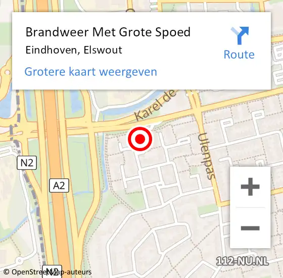 Locatie op kaart van de 112 melding: Brandweer Met Grote Spoed Naar Eindhoven, Elswout op 31 december 2023 22:08