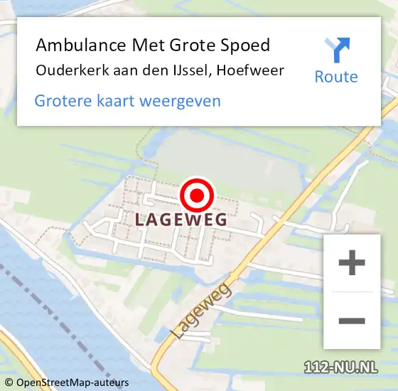 Locatie op kaart van de 112 melding: Ambulance Met Grote Spoed Naar Ouderkerk aan den IJssel, Hoefweer op 31 december 2023 22:10