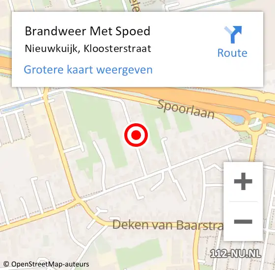 Locatie op kaart van de 112 melding: Brandweer Met Spoed Naar Nieuwkuijk, Kloosterstraat op 31 december 2023 22:12