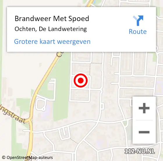 Locatie op kaart van de 112 melding: Brandweer Met Spoed Naar Ochten, De Landwetering op 31 december 2023 22:14