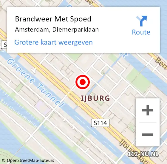 Locatie op kaart van de 112 melding: Brandweer Met Spoed Naar Amsterdam, Diemerparklaan op 31 december 2023 22:15