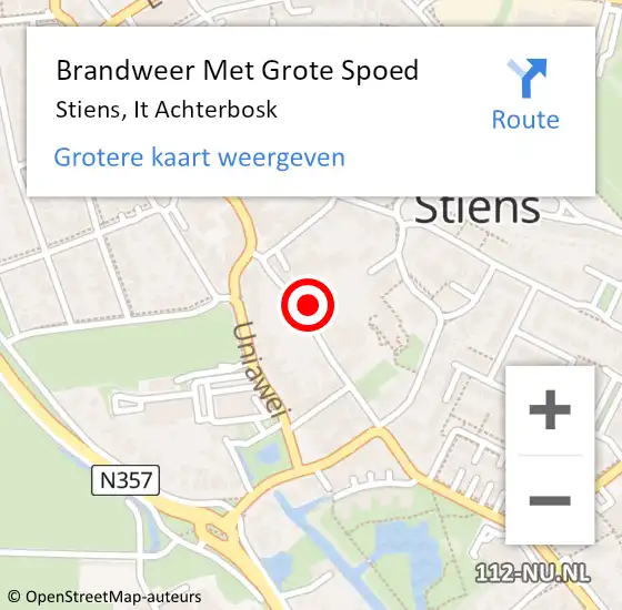 Locatie op kaart van de 112 melding: Brandweer Met Grote Spoed Naar Stiens, It Achterbosk op 31 december 2023 22:17