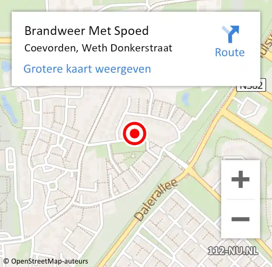 Locatie op kaart van de 112 melding: Brandweer Met Spoed Naar Coevorden, Weth Donkerstraat op 31 december 2023 22:22