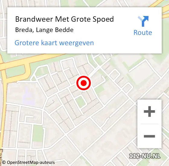 Locatie op kaart van de 112 melding: Brandweer Met Grote Spoed Naar Breda, Lange Bedde op 31 december 2023 22:23