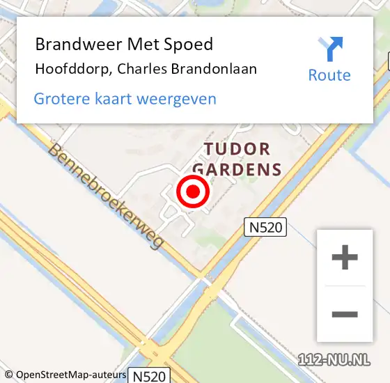 Locatie op kaart van de 112 melding: Brandweer Met Spoed Naar Hoofddorp, Charles Brandonlaan op 31 december 2023 22:28