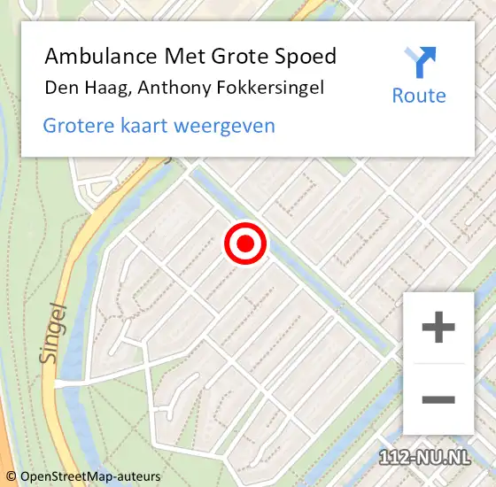 Locatie op kaart van de 112 melding: Ambulance Met Grote Spoed Naar Den Haag, Anthony Fokkersingel op 31 december 2023 22:32