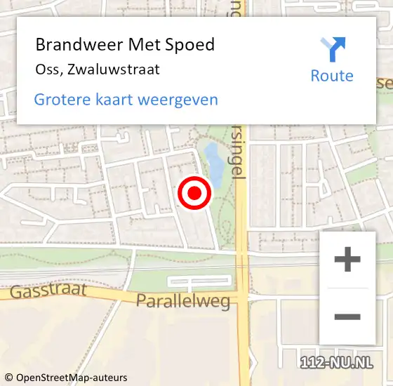 Locatie op kaart van de 112 melding: Brandweer Met Spoed Naar Oss, Zwaluwstraat op 31 december 2023 22:37