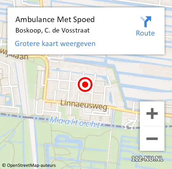 Locatie op kaart van de 112 melding: Ambulance Met Spoed Naar Boskoop, C. de Vosstraat op 31 december 2023 22:37