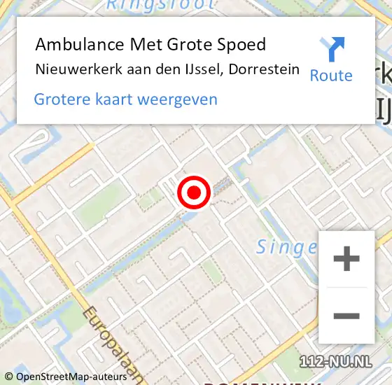 Locatie op kaart van de 112 melding: Ambulance Met Grote Spoed Naar Nieuwerkerk aan den IJssel, Dorrestein op 31 december 2023 22:39