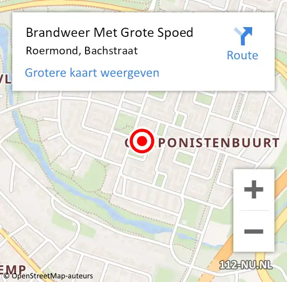 Locatie op kaart van de 112 melding: Brandweer Met Grote Spoed Naar Roermond, Bachstraat op 31 december 2023 22:44