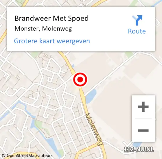 Locatie op kaart van de 112 melding: Brandweer Met Spoed Naar Monster, Molenweg op 31 december 2023 22:45